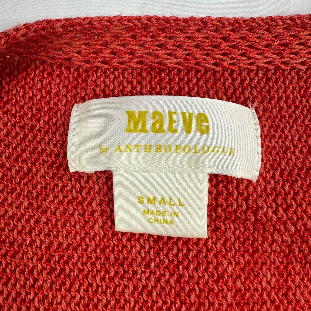 Anthropologie Coral Red Knit Sleeveless Top - Picture 5 of 9